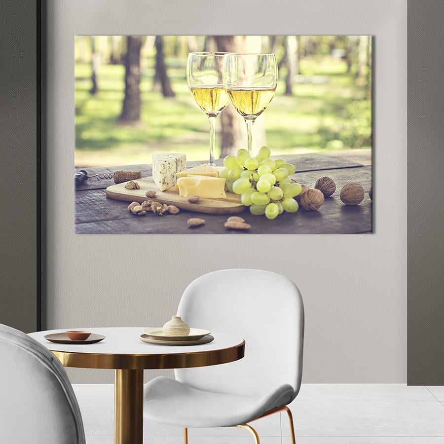 Настенный декор картина на холсте для интерьера Белое вино 120x80 см (298-1)