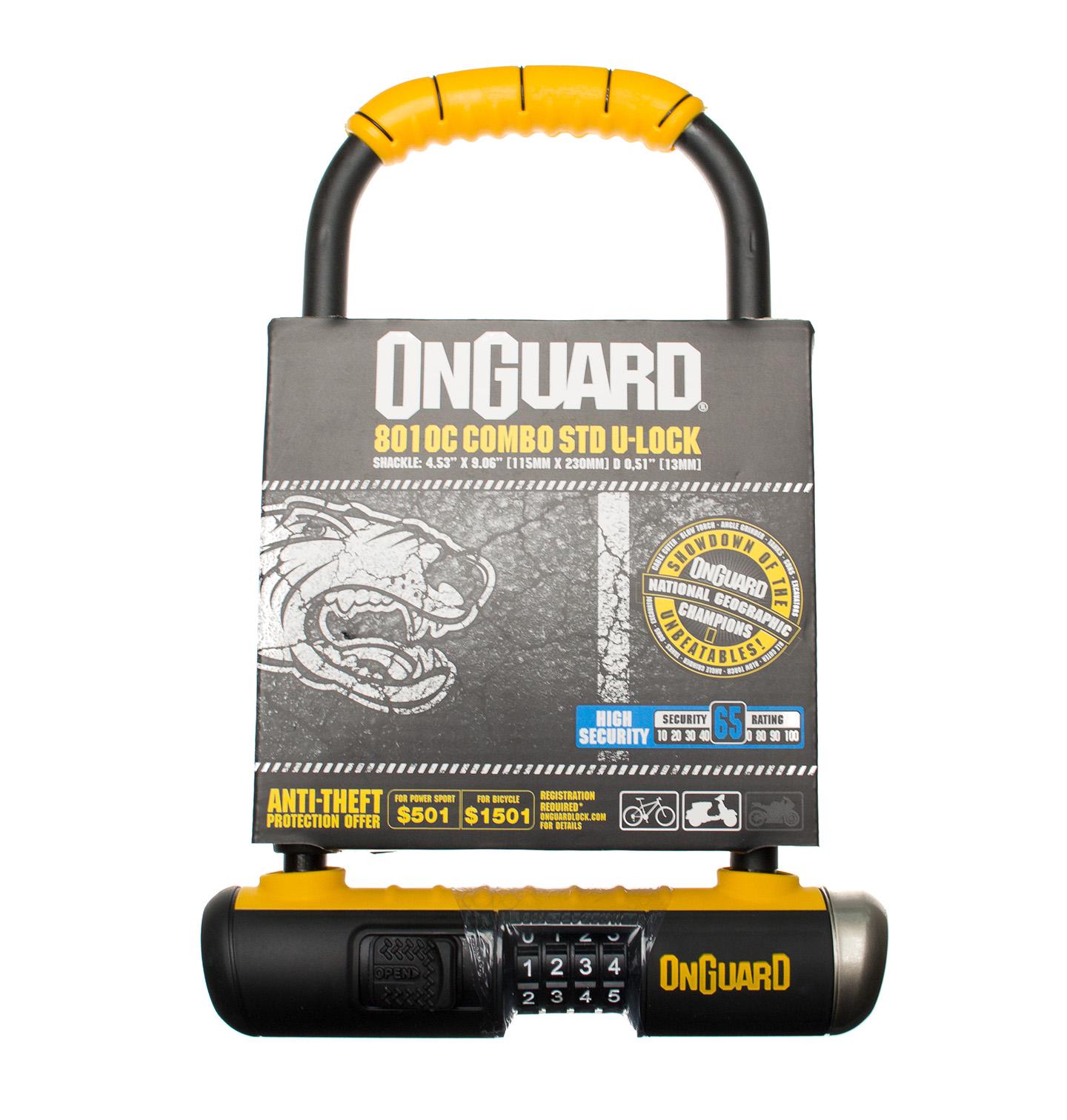 Велозамок кодовий Onguard U-lock 8010C BULLDOG COMBO STD 115x230 мм Чорно-жовтий - фото 4