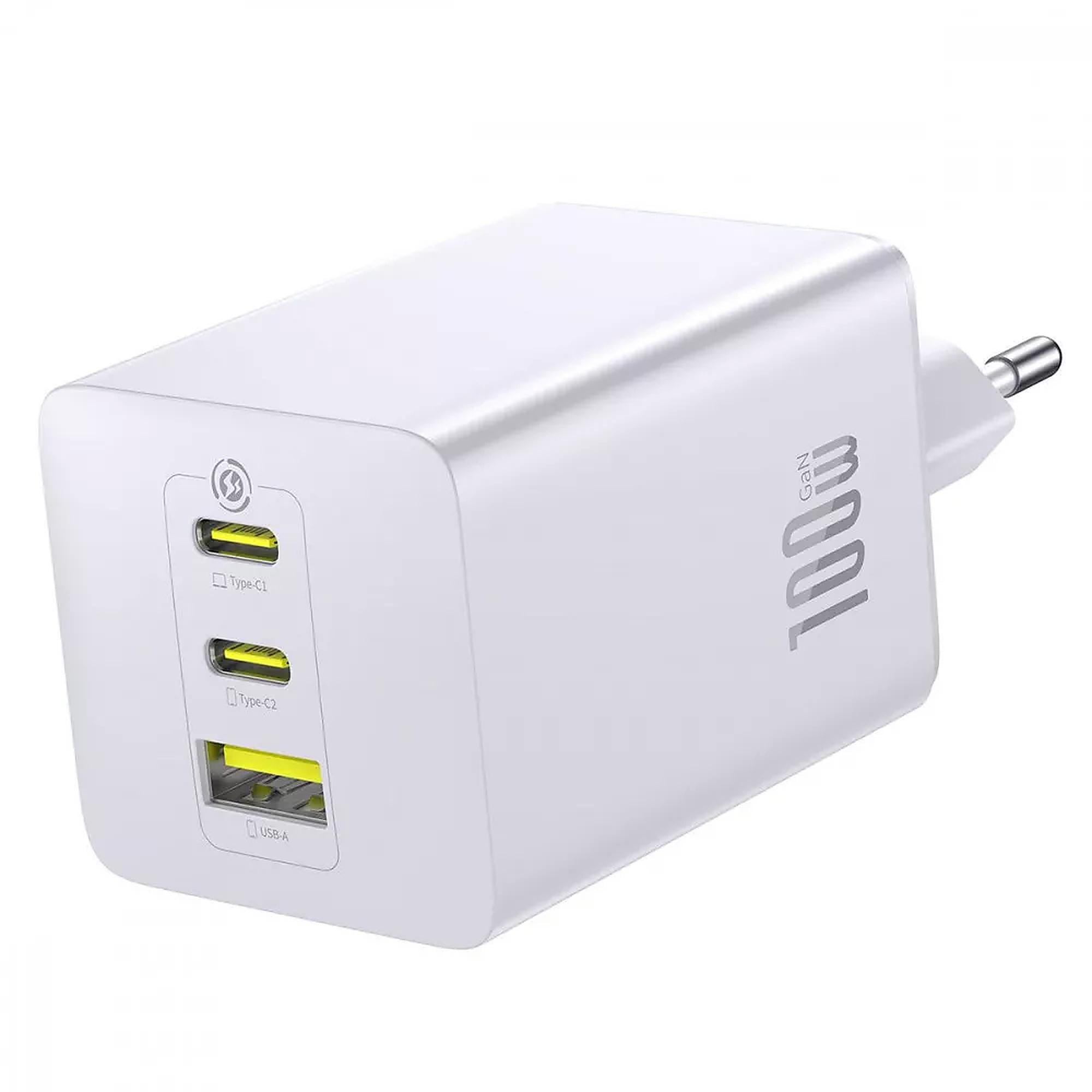 Зарядное устройство BASEUS EnerFill FE11 100W 2хType-C+USB GaN с быстрой зарядкой 5A Белый (680460003) Зарядное устройство BASEUS EnerFill FE11 100W 2хType-C+USB GaN с быстрой зарядкой 5A Белый (680460003)
