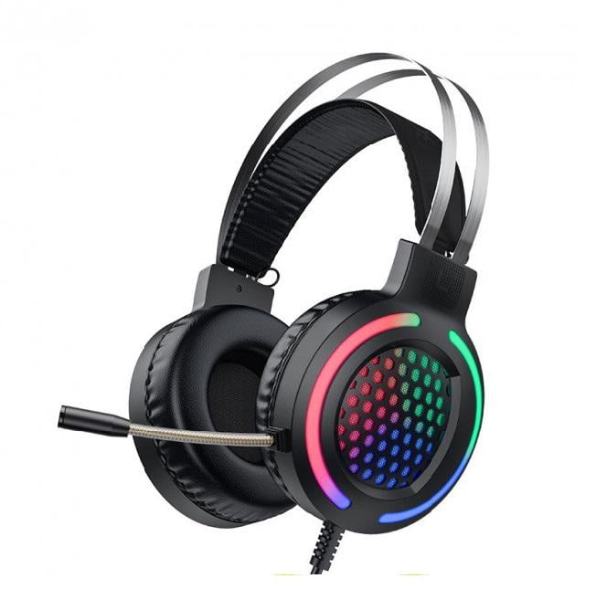 Навушники ігрові НОСО Gaming LED Headphones ESD03 USB 2 м Black