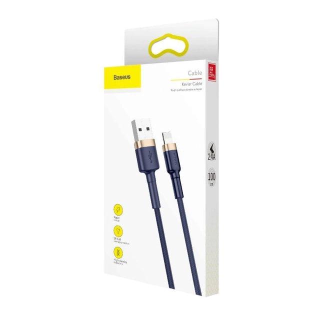 Кабель для быстрой зарядки BASEUS Cafule Cable USB to Lightning 2,4 A 1 м Gold/Blue (CALKLF-BV3) - фото 10