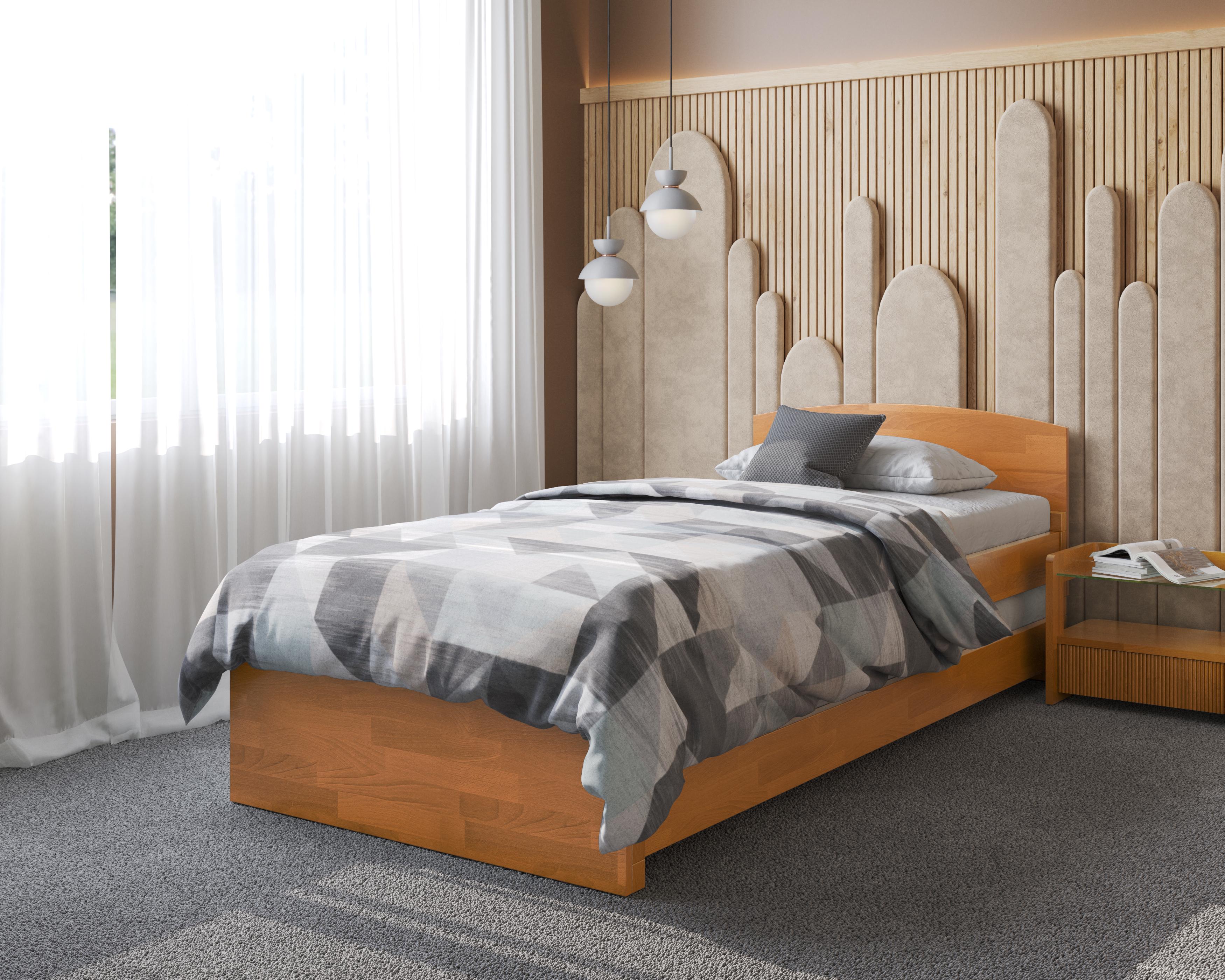 Кровать односпальная Arbor Drev Дуэт 2в1 с основанием натуральное дерево бук 90х200 см Ольха (47129)