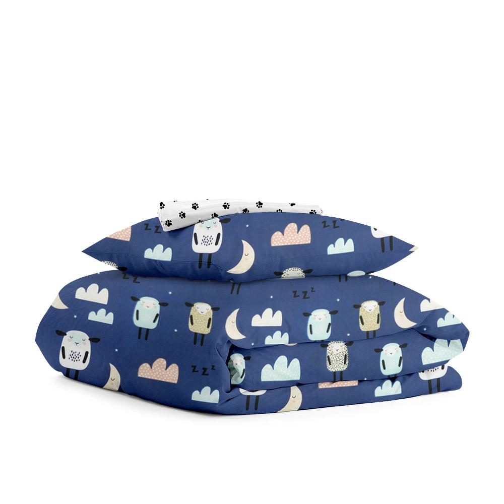Подростковое постельное бельё SHEEP SLEEP DARK BLUE PAWS