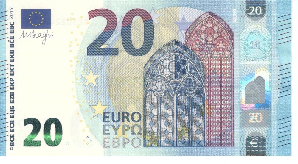 Коллекционная банкнота Италия 20 евро 2015 SE S003 UNC (Б06773)