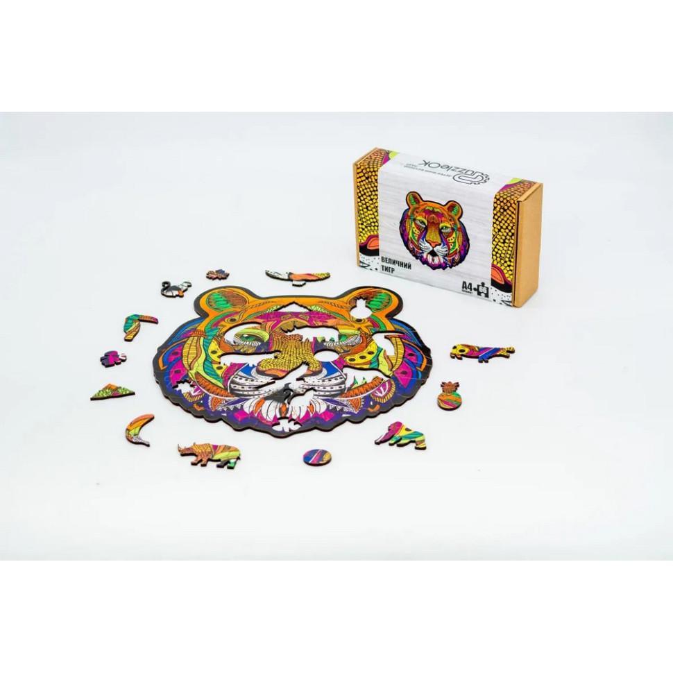 Пазл фігурний дерев'яний "Величний Тигр" A4 66 деталей (PuzA4-01721) - фото 2 Пазл фігурний дерев'яний "Величний Тигр" A4 66 деталей (PuzA4-01721) - фото 2