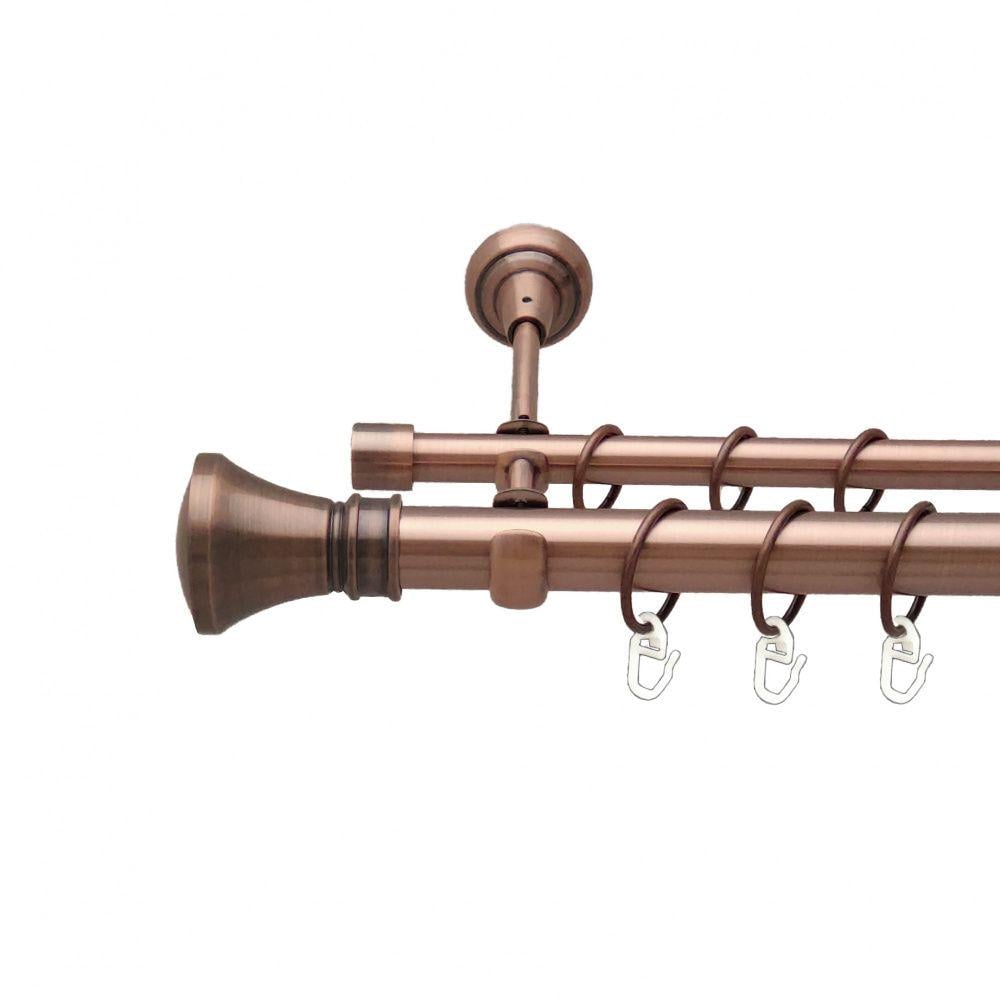 Карниз металевий Orvit Люксор дворядний відкритий/гладка труба/кільце металеве Мідь 25/16 мм 200 см (00-00012541)