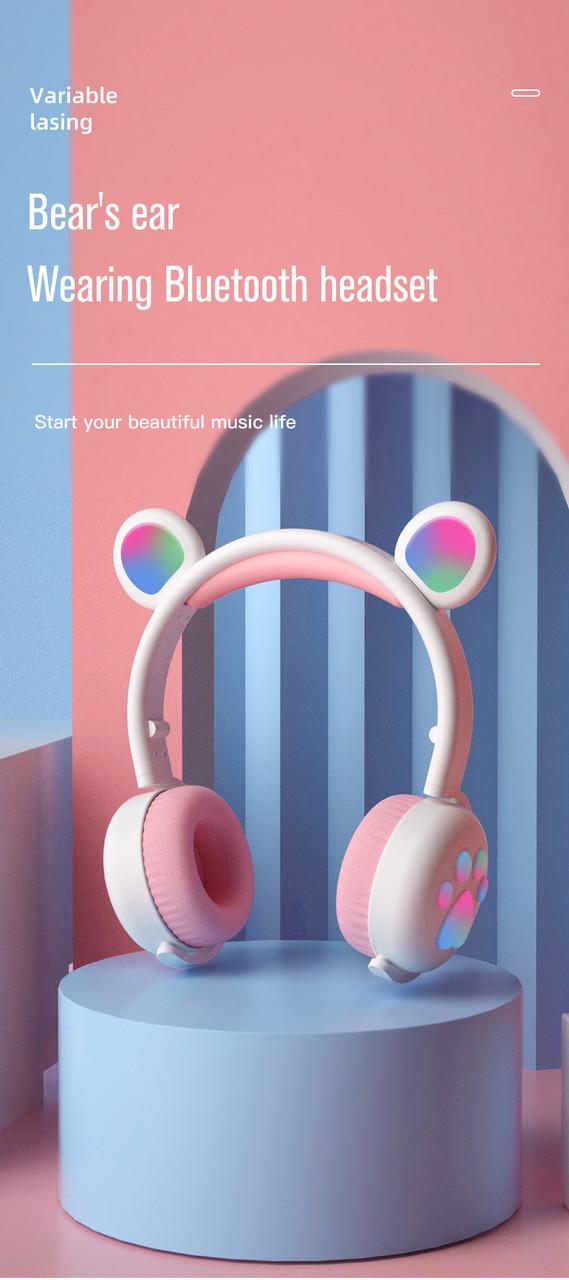 Наушники беспроводные Bluetooth BK-5 с медвежьими ушками Бело-розовый (26389234) - фото 8 Наушники беспроводные Bluetooth BK-5 с медвежьими ушками Бело-розовый (26389234) - фото 8