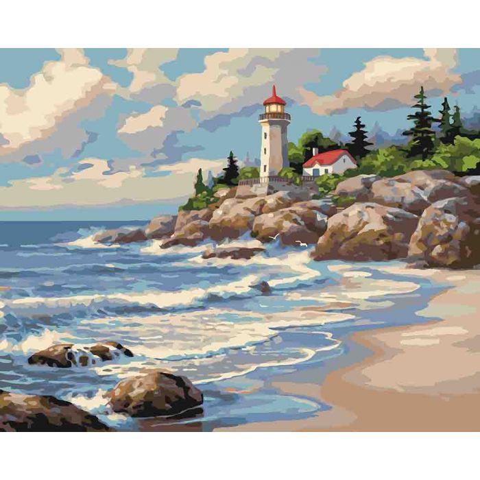 Картина по номерам Ідейка Сельский пейзаж Тихая бухта 40х50 см (KHO2249)