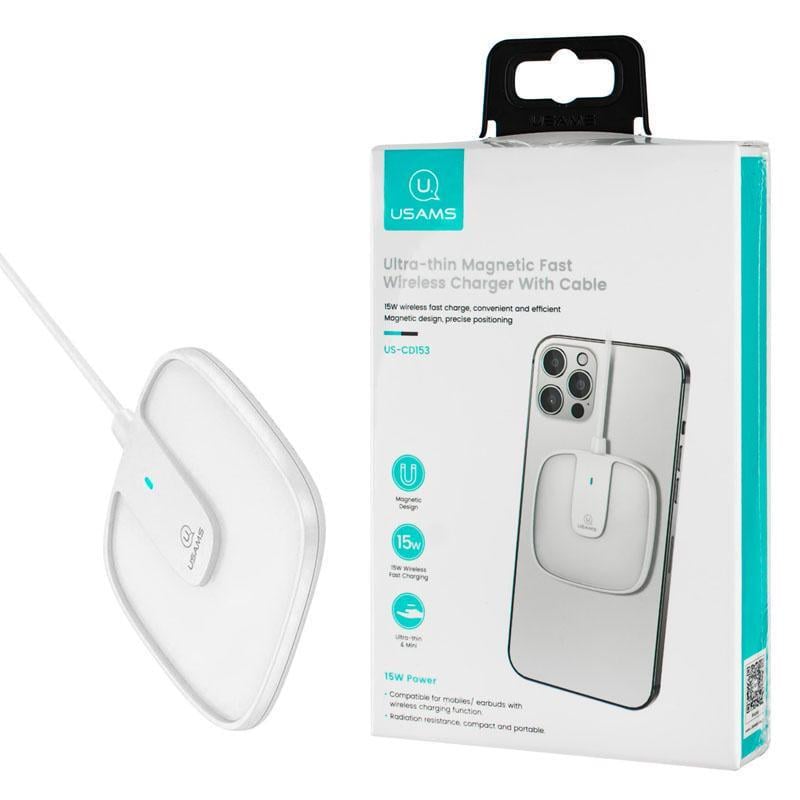 Зарядное устройство беспроводное Usams US-CD153 Ultra-thin Magnetic Fast Wireless Charger With Cable White (231705) Зарядное устройство беспроводное Usams US-CD153 Ultra-thin Magnetic Fast Wireless Charger With Cable White (231705)