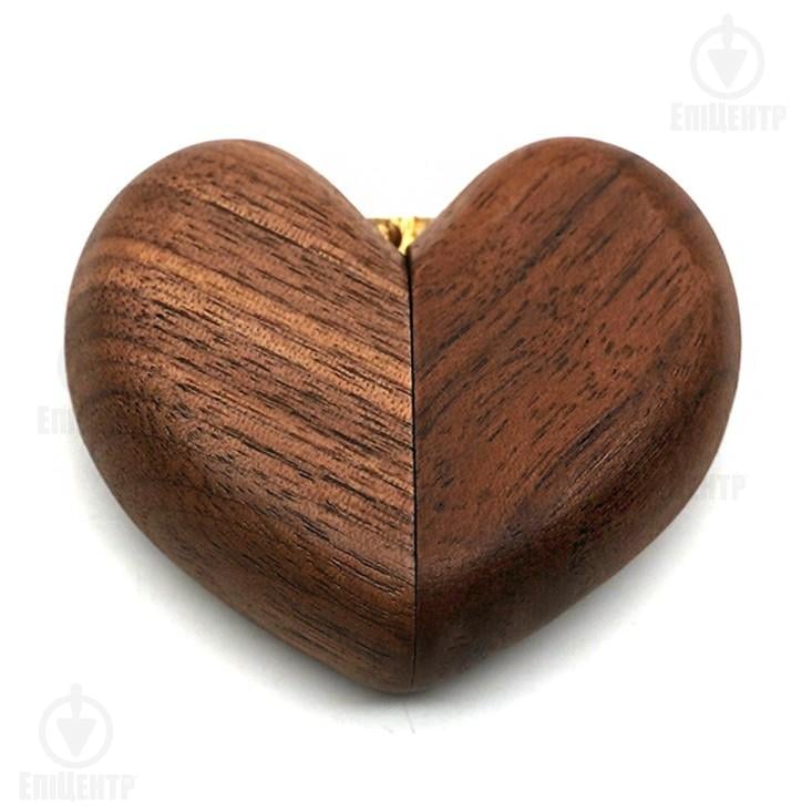 Коробочка для кольца деревянная Flip раскладная в форме сердца/для предложения/из натурального ореха (700193)