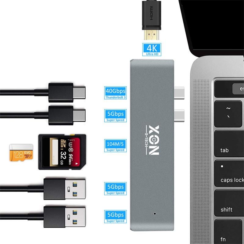 USB-хаб XON SmartHub Pro 7в1 Серый (UHCCP074300G 5191) - фото 2