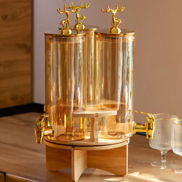 Диспенсер для напоїв потрійний на бамбуковій підставці 5,5 л - фото 7