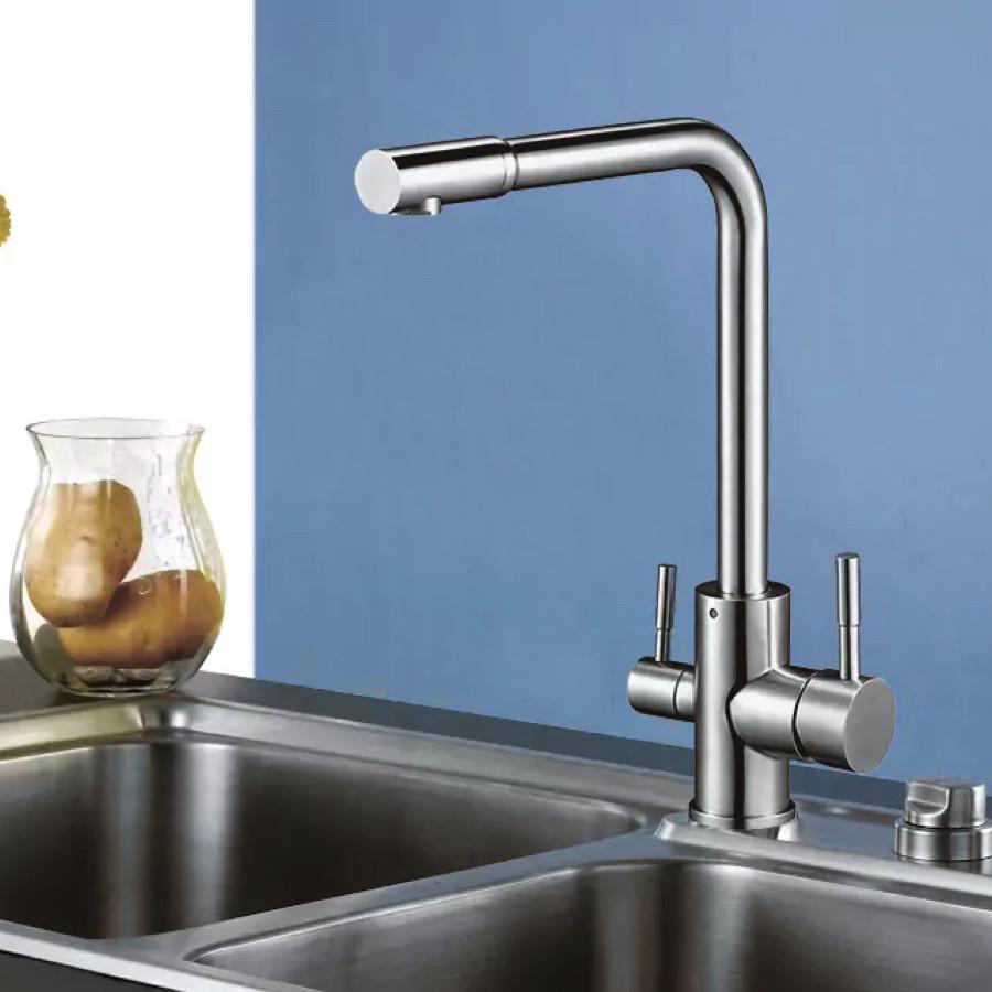 Змішувач на дві води для кухні Wezer EKO4C-01F з нержавіючої сталі - фото 2 Змішувач на дві води для кухні Wezer EKO4C-01F з нержавіючої сталі - фото 2