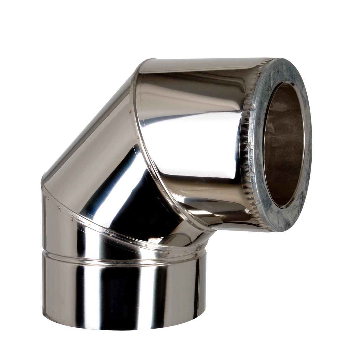 Димохід Коліно Firework двустенное (термо) 90° Ф150/220 нержавіюча сталь AiSi321 0,8 мм утеплений