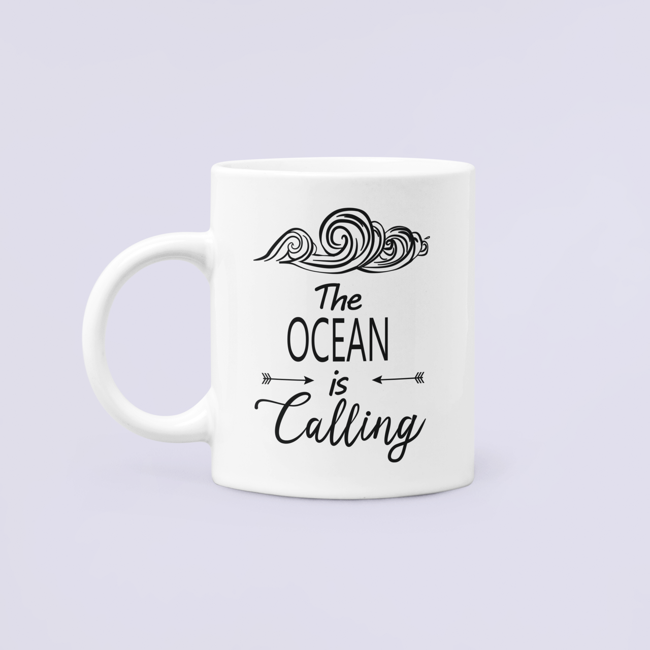Чашка керамическая с принтом "The ocean is calling" 330 мл Белый