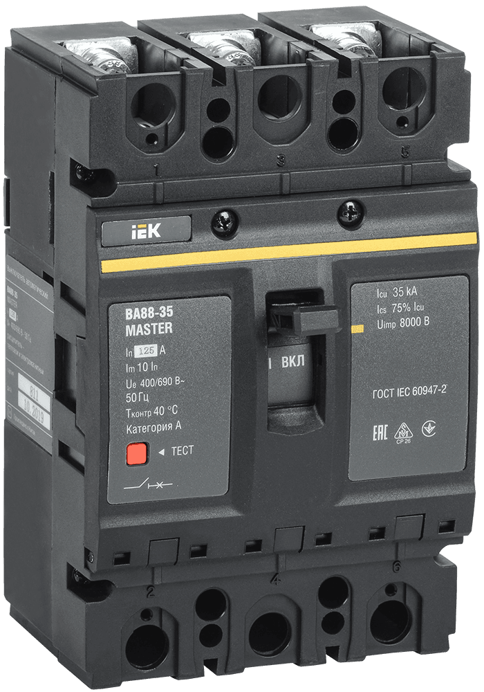 Автоматический выключатель УЕК MASTER ВА88-35 3Р 125А 35кА (SVA30-3-0125-02)