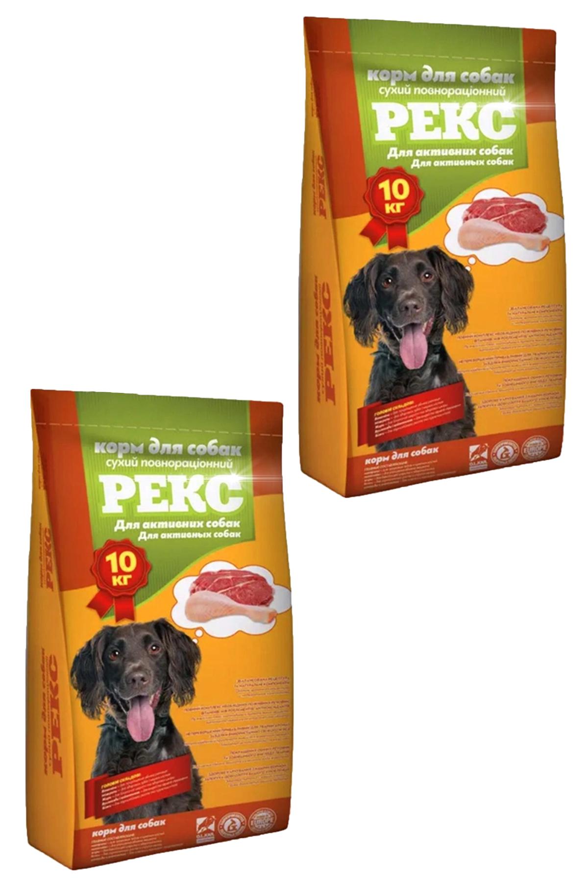 Корм сухий для собак Рекс для активних яловичина та курка 2 шт. 10 кг (341100775)
