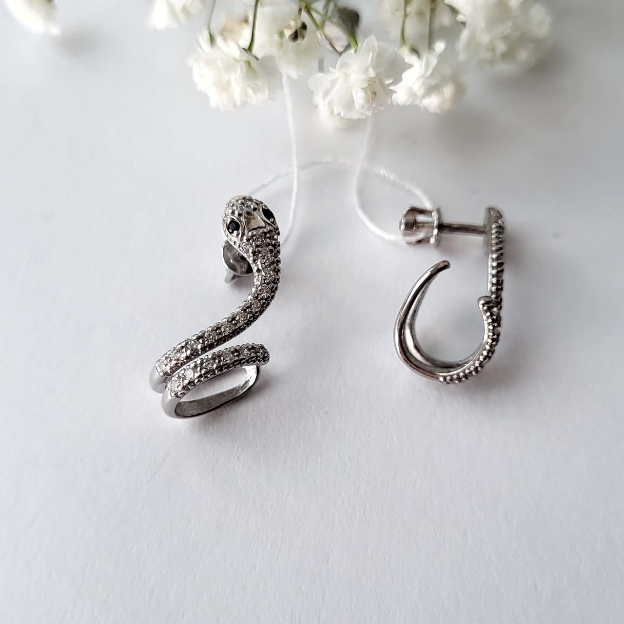 Серьги Змея на закрутках серебро 925 пробы 3,31 г (82892чб)
