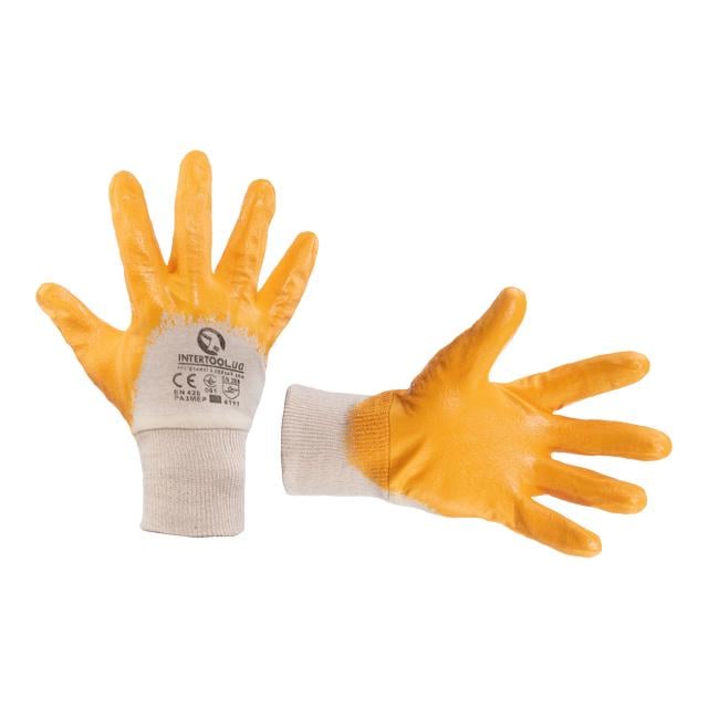 Перчатка трикотаж покрыта нитрилом на ладони 120 пар 9" Желтый