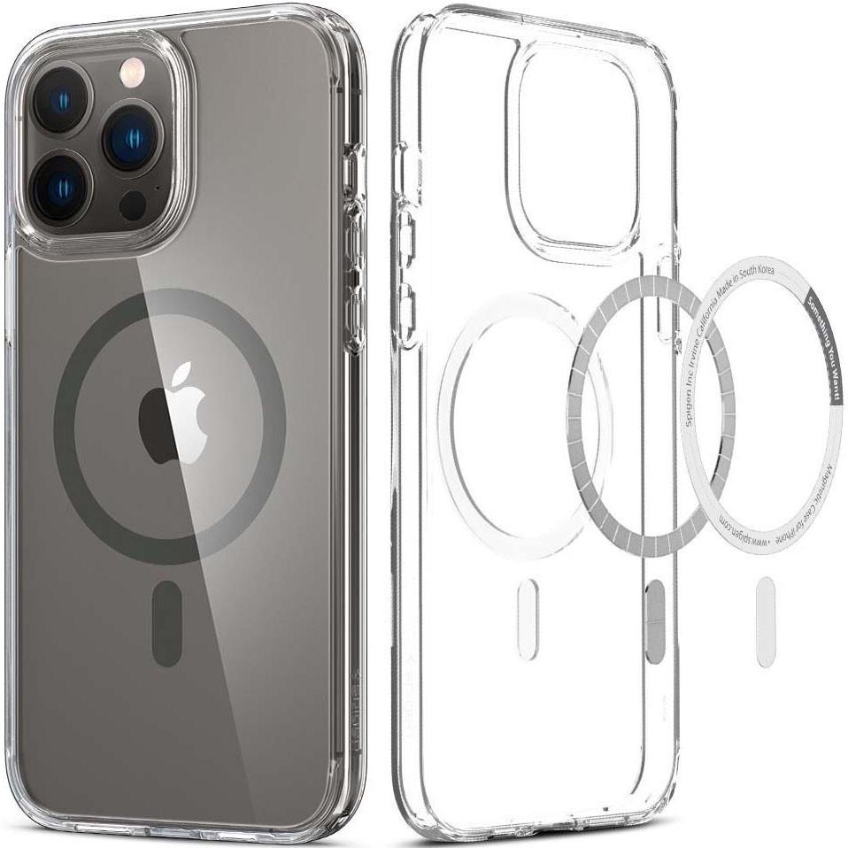 Прозорий чохол накладка Spigen Ultra Hybrid Case with MagSafe for iPhone 13 Pro Max, Graphite (ACS03211) - фото 8