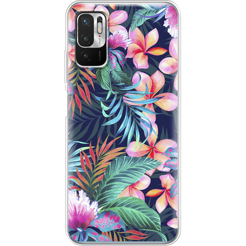 Чехол Boxface Xiaomi Redmi Note 10 5G flowers in the tropics Прозрачный силикон (42639-up1971-42474)