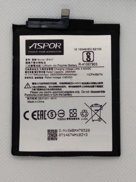 Аккумулятор Aspor для Xiaomi Redmi 6/Redmi 6A/m1804c3dg/m1804c3cg (BN37)