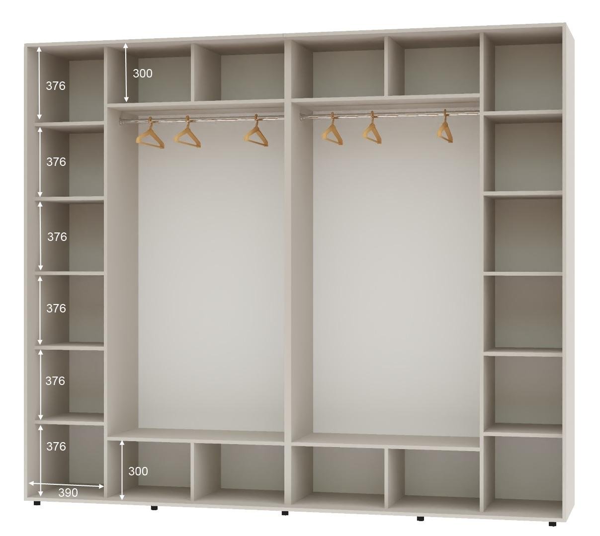 Шкаф-купе четырехдверный Алекса ДСП 290х60х250 см Кашемир (57079) - фото 2 Шкаф-купе четырехдверный Алекса ДСП 290х60х250 см Кашемир (57079) - фото 2