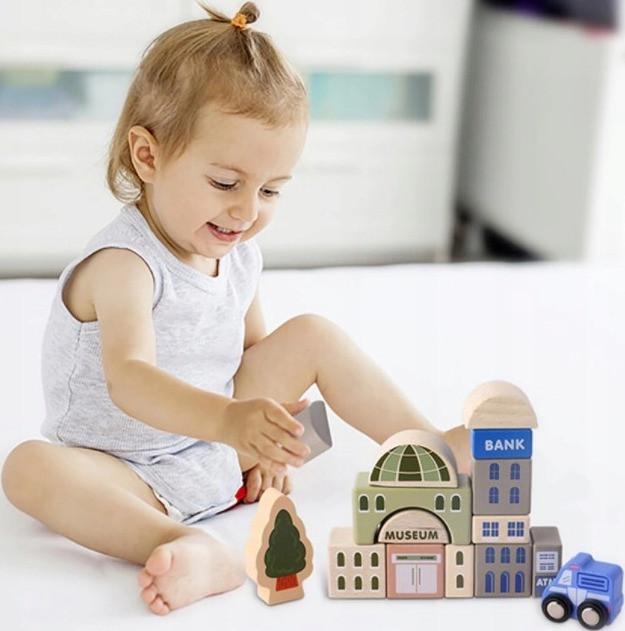 Конструктор деревянный Iso Trade City 115 деталей с ковриком-пазлом и транспортом (11228) - фото 5