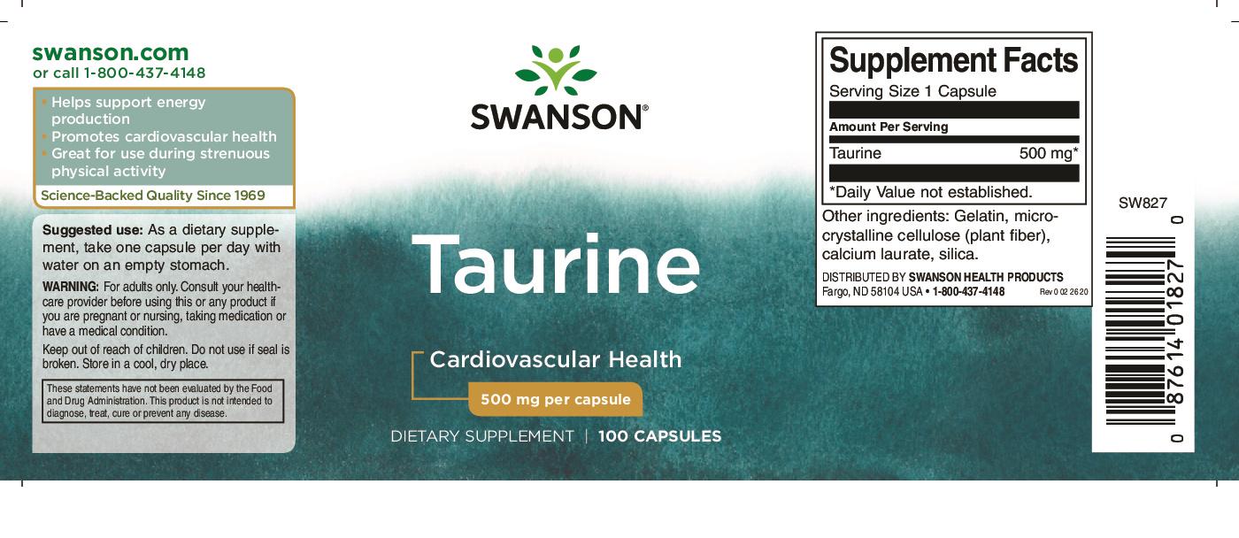 Таурін Swanson Taurine 500 мг 100 Caps - фото 2