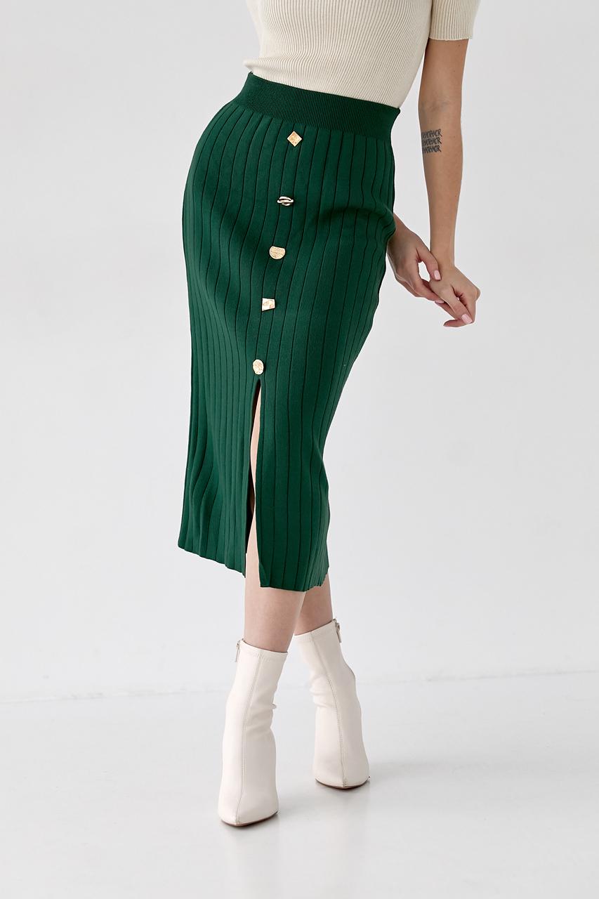 Юбка миди в рубчик M Зеленый (9505974) - фото 6
