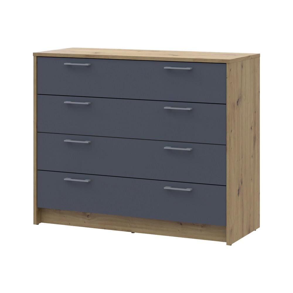 Комод Doros Ронди 4 ящика 100х40х82 см Дуб Артизан/Графит (DRS-011781 41516186) - фото 1