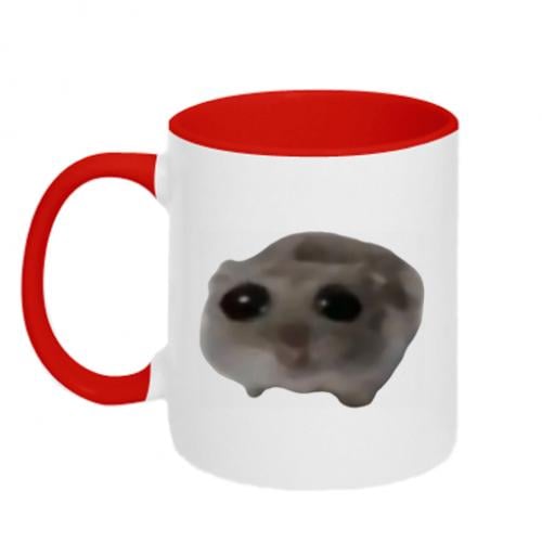 Чашка двухцветная Печальный хомяк мем 320 мл Красно-белый (17180988-18-200285)