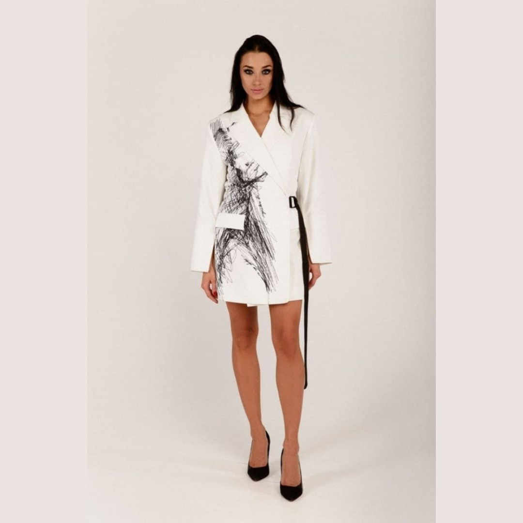 Женское платье-пиджак с поясом Modna Kazka Yourway 205-1 р. 50 Белый