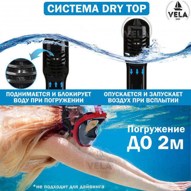 Повнолицьова маска для плавання Vela Sport 1.0 L/XL Чорно-червоний (00349) - фото 8