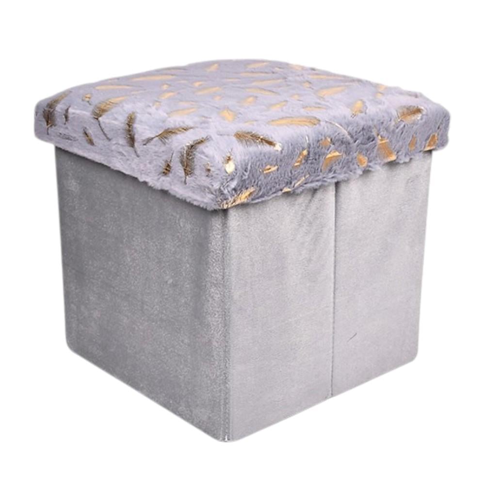 Пуф-тумба Stenson Plush R33442 с крышкой мягкий 35x35x35 см Серый (R33442)