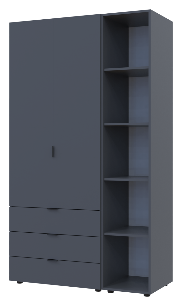 Шкаф для спальни Doros Гелар с этажеркой 2 ДСП 115,7х49,5х203,4 см Графитовый (42005054)