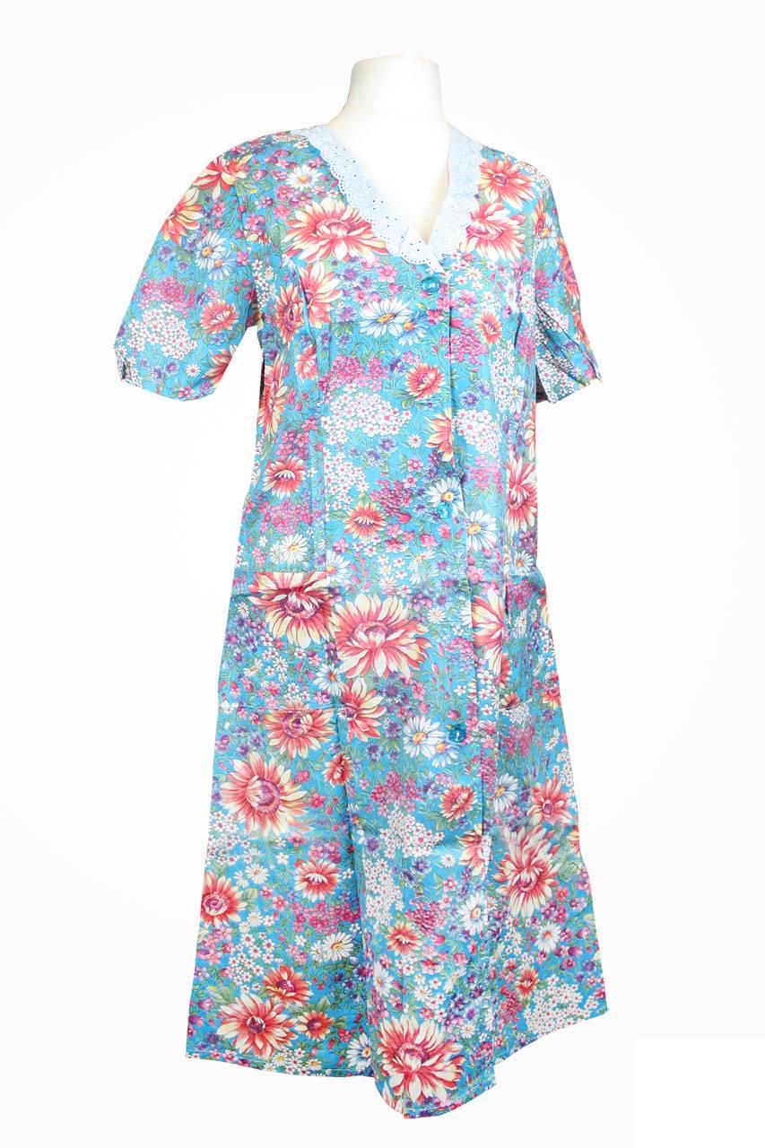 Халат ситцевый 2-01.01 0004 р. 50 Голубой/Синий/Красный