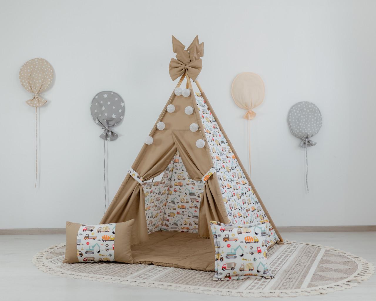 Вігвам для дитини Машинки з матрацом і подушками
