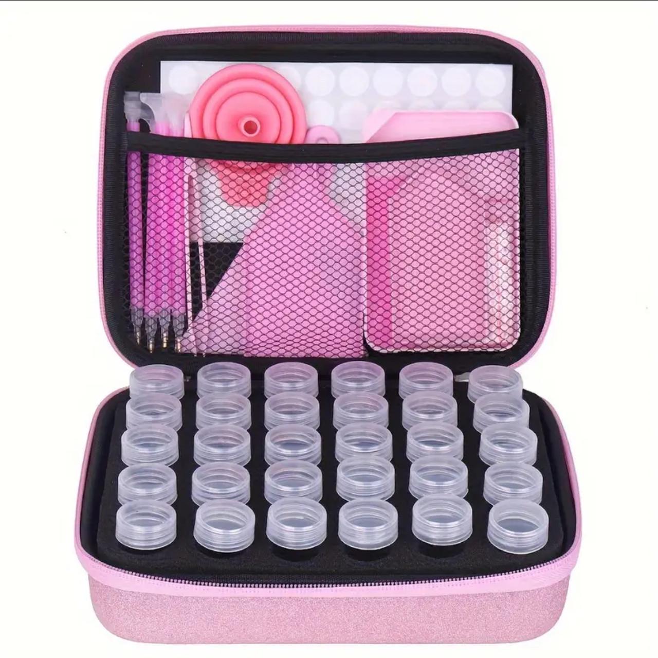 Органайзер для алмазной мозаики 30 баночек Розовый (2690606603)