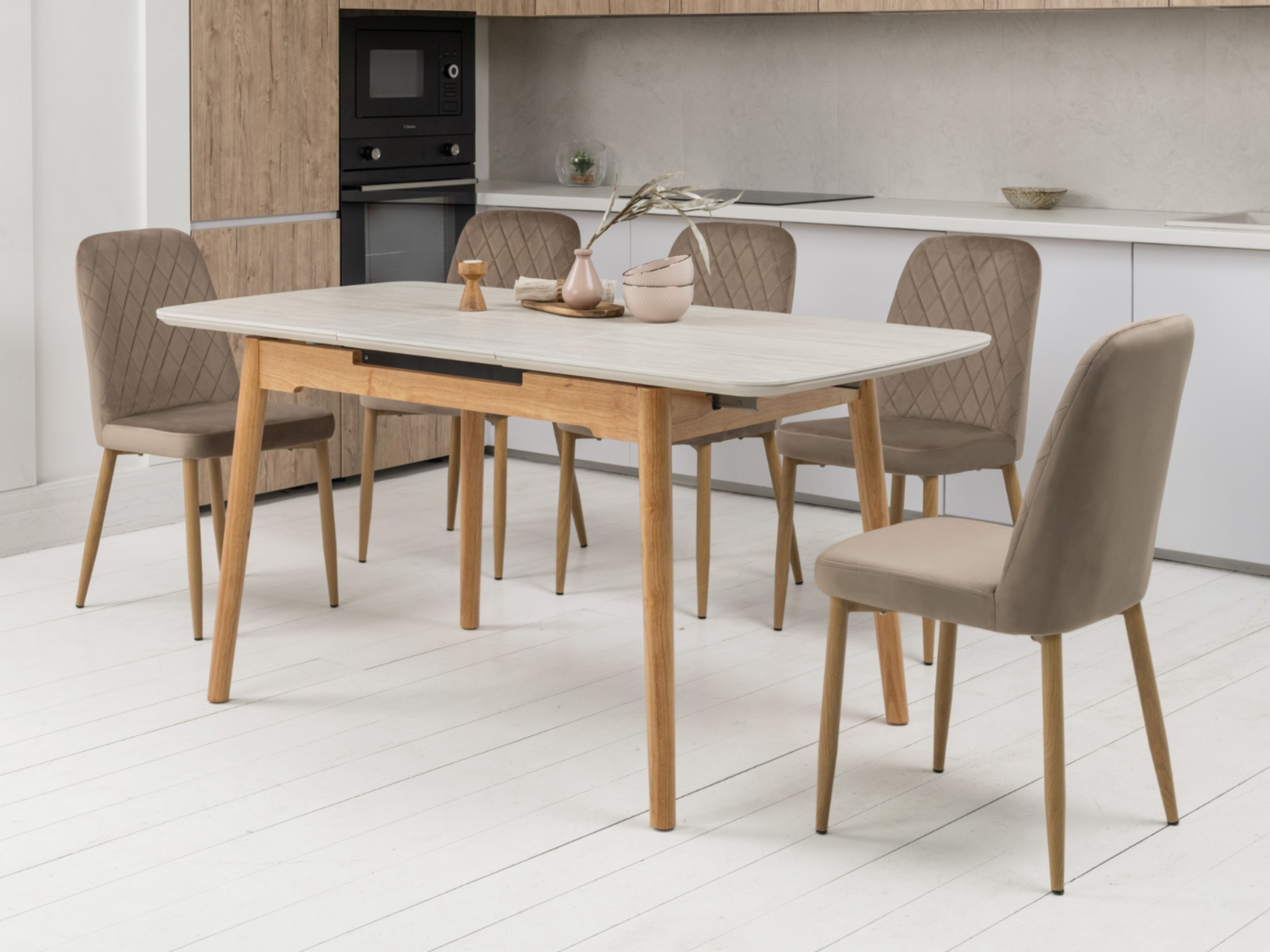 Стол обеденный раскладной Ветро 1200-1600/800/760 мм Травертин матовый/Дуб(TМ-76) - фото 11 Стол обеденный раскладной Ветро 1200-1600/800/760 мм Травертин матовый/Дуб(TМ-76) - фото 11