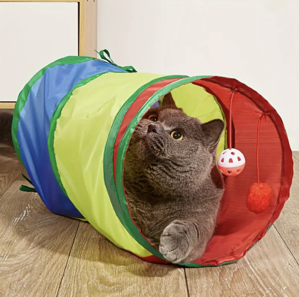 Ігровий тунель для котів складаний з м'ячиками 25х50 см Різнокольоровий (29468550) - фото 3 Ігровий тунель для котів складаний з м'ячиками 25х50 см Різнокольоровий (29468550) - фото 3