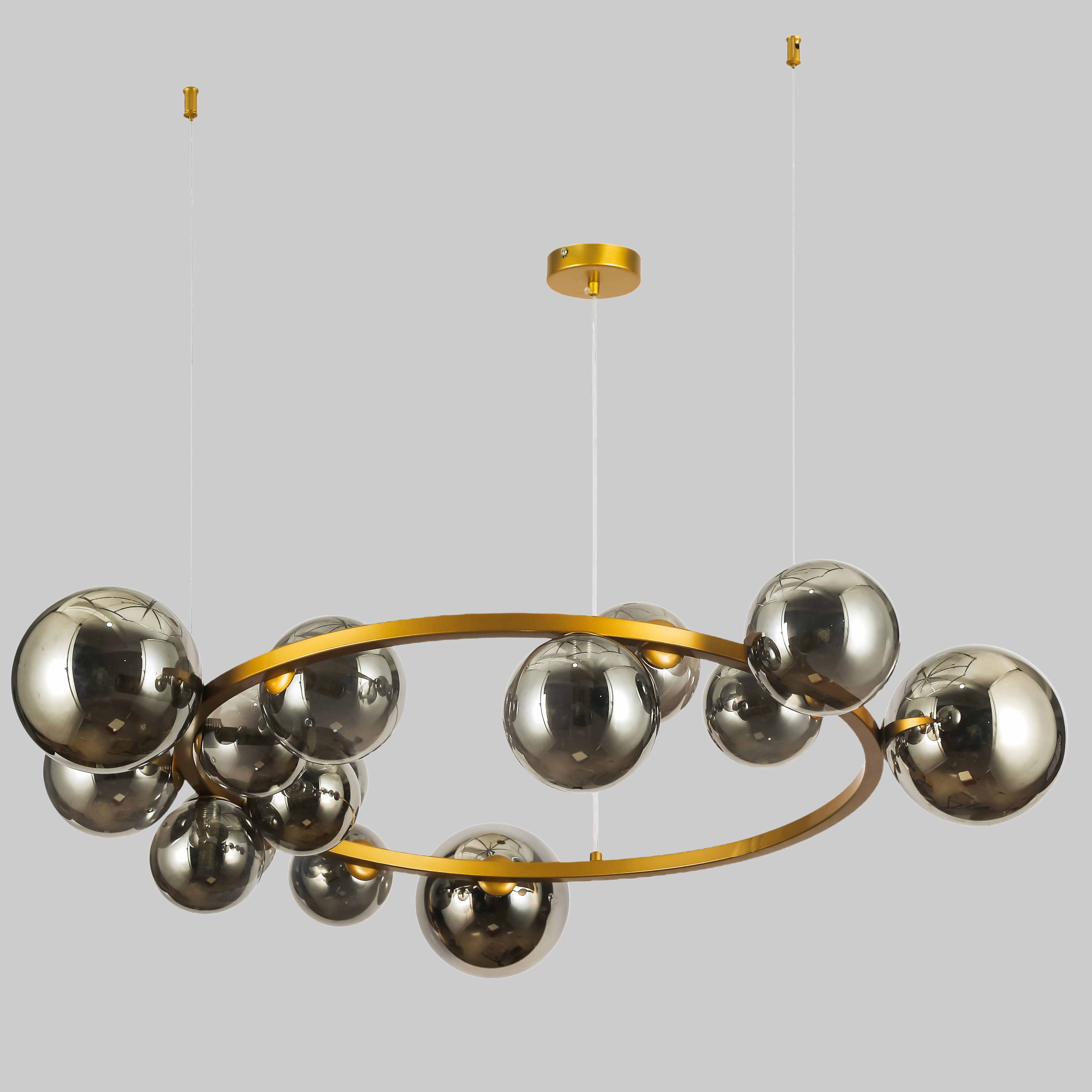 Люстра круглая из шаров на 15 ламп 80 см Бронзовый (918-LP267-15 DDG+BK)