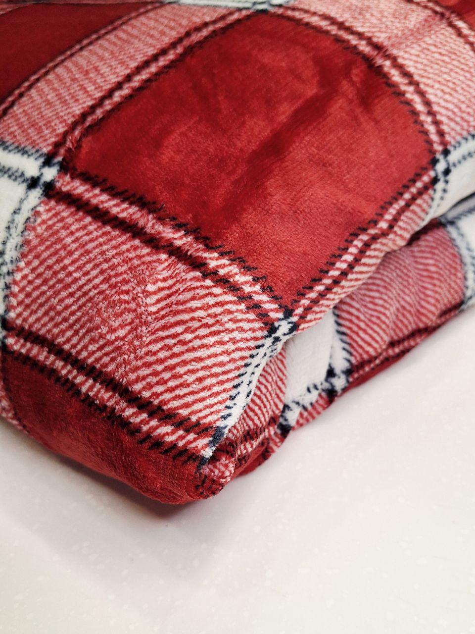 Плед двухсторонний на овчине Livarno Home Клеточка 150x200 см (1462) - фото 3