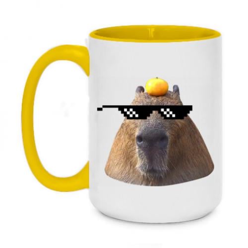 Чашка керамическая двухцветная Capybara cool 420 мл Желтый (12767746-6-181785) - фото 1