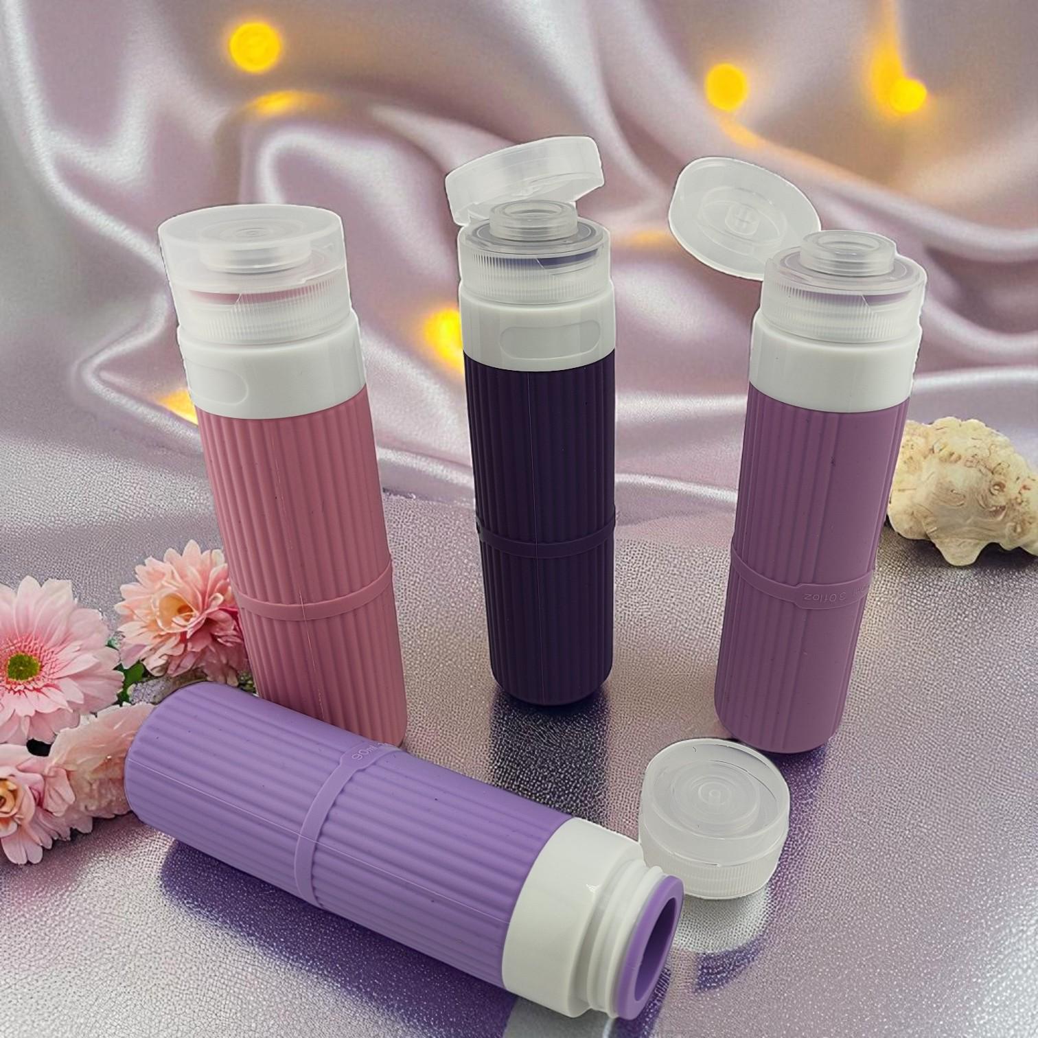 Дорожный набор флаконов для косметики Univerza силиконовый 4 шт. по 90 мл Фиолетовый - фото 14
