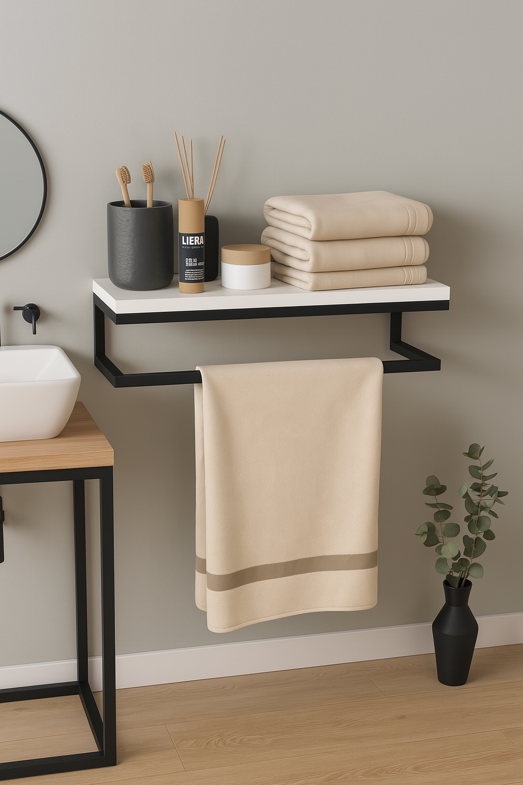 Вешалка-полка для ванной комнаты EcoLoft IN-2846 в стиле лофт 45х14х15 см (28780872)