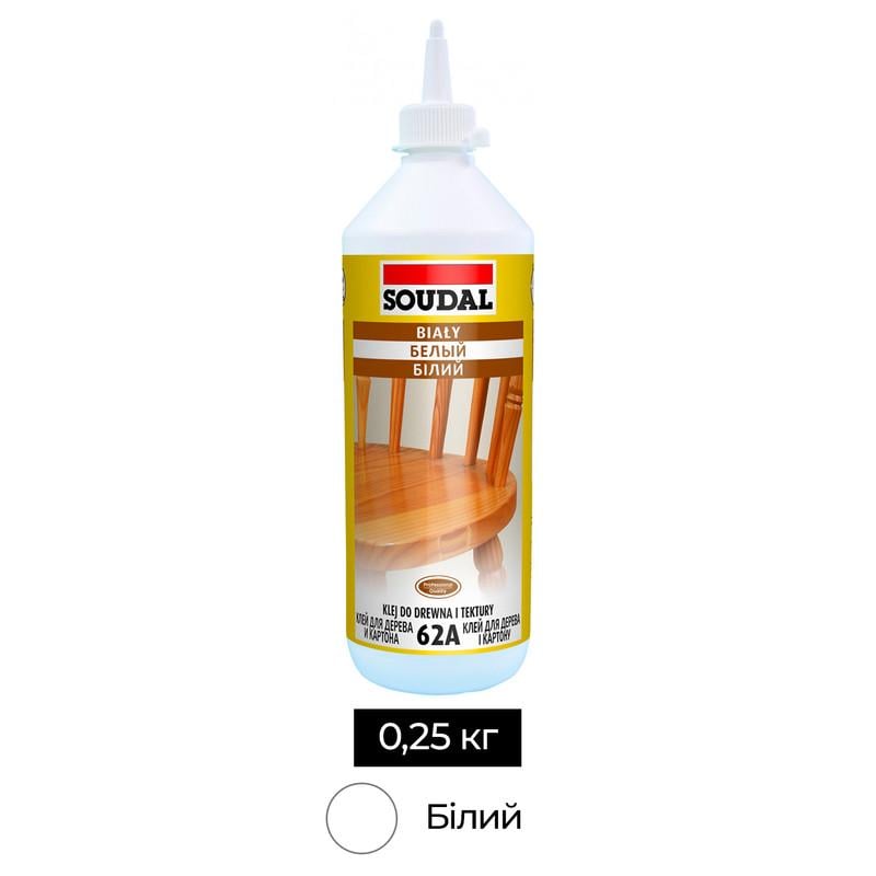 Клей для дерева Soudal 62А PVAC D2 0,75 кг Білий (000030000062007500) - фото 2