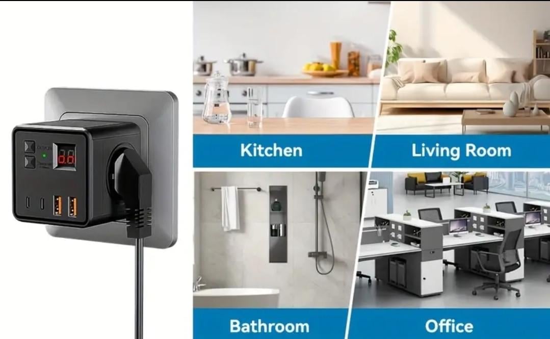 Подовжувач-розгалужувач 7в1 3x 250 В 10 А 4xUSB з вимикачем мережевий Чорний (2531068695) - фото 8