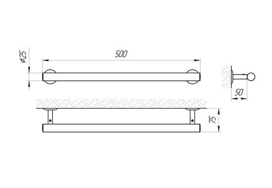 Тримач для рушника Laris Класик полірований з нержавіючої сталі 500 мм Хром (147-127-71401037) - фото 4