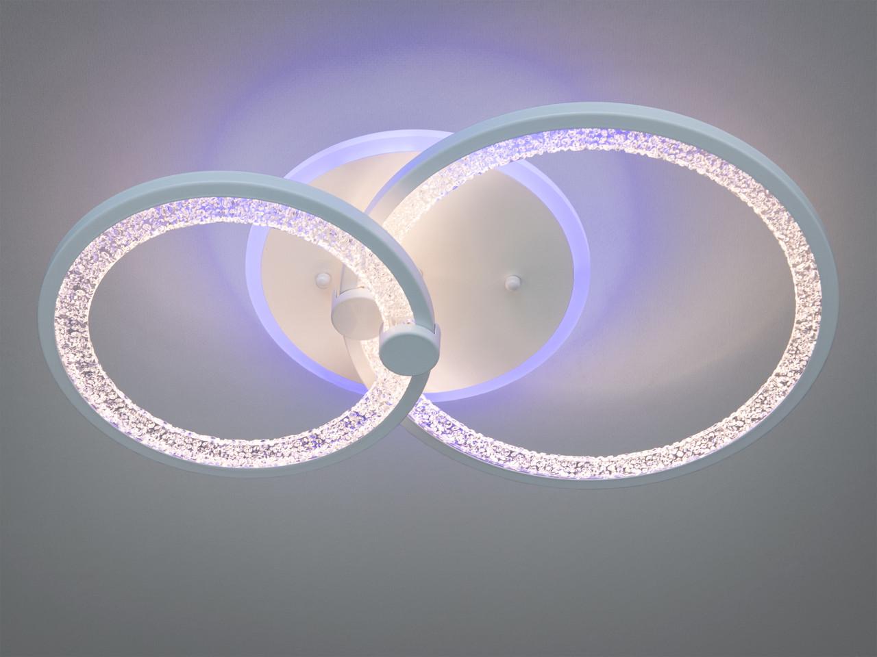 Люстра светодиодная 8180-2WH-LS кольцами в спальню с диммером 55W на 8 м2 Белый (2462621370) Люстра светодиодная 8180-2WH-LS кольцами в спальню с диммером 55W на 8 м2 Белый (2462621370)